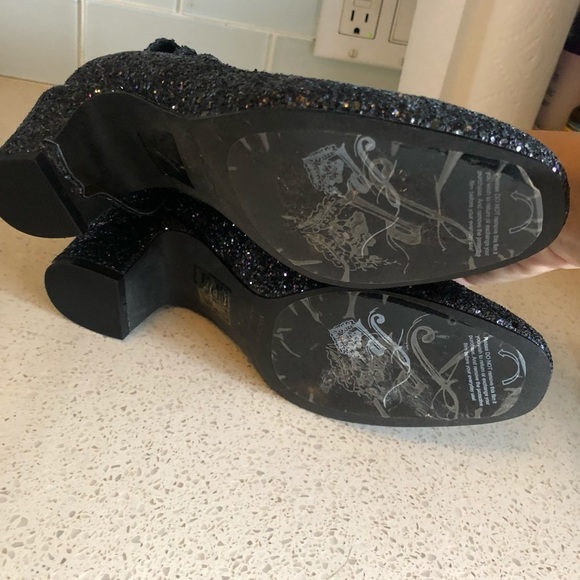 NEW Free People Lana Block Heel Dark Blue Glitter - Picture 7 of 9